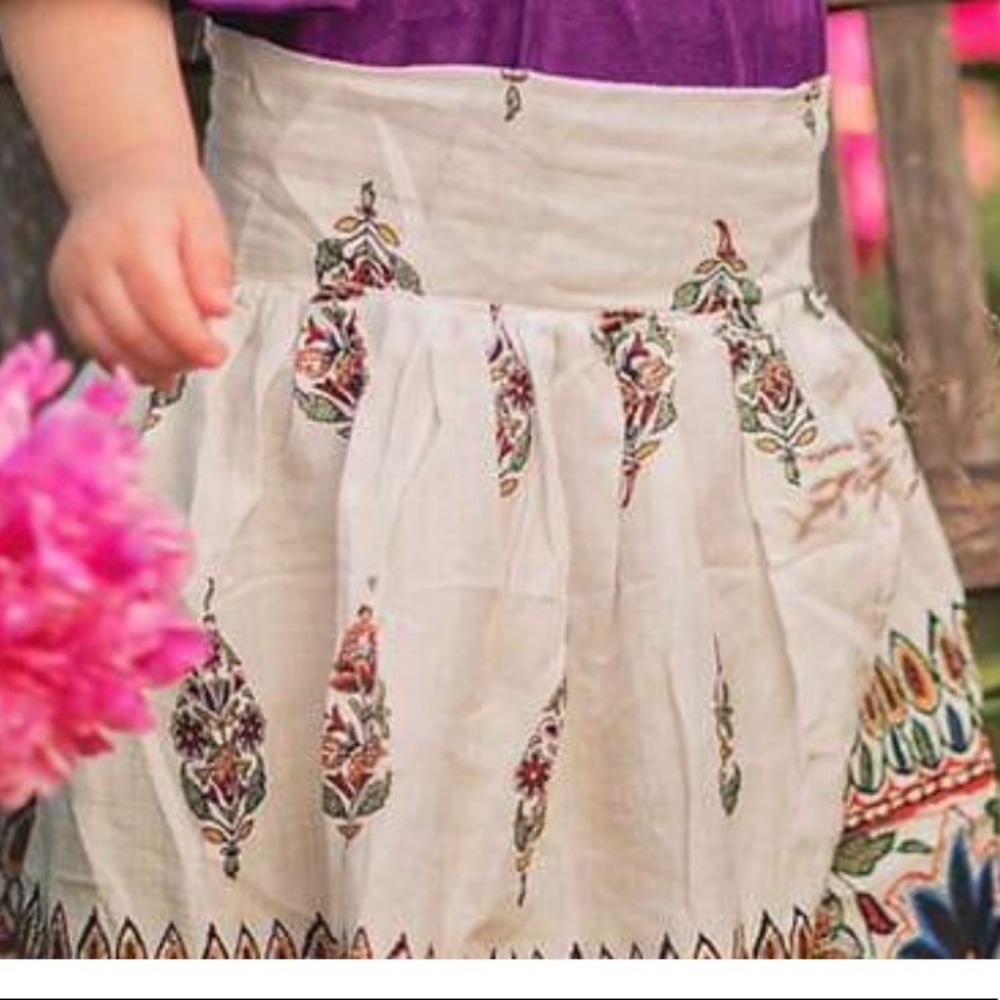 Bohemian Pleated Maxi Skirt - White - 6-12months